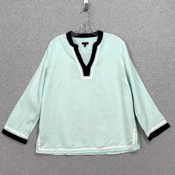 Talbots Tops - Talbots 100% Linen Tunic Shirt Size M Beachy Coastal Grandma Nautical Sailing